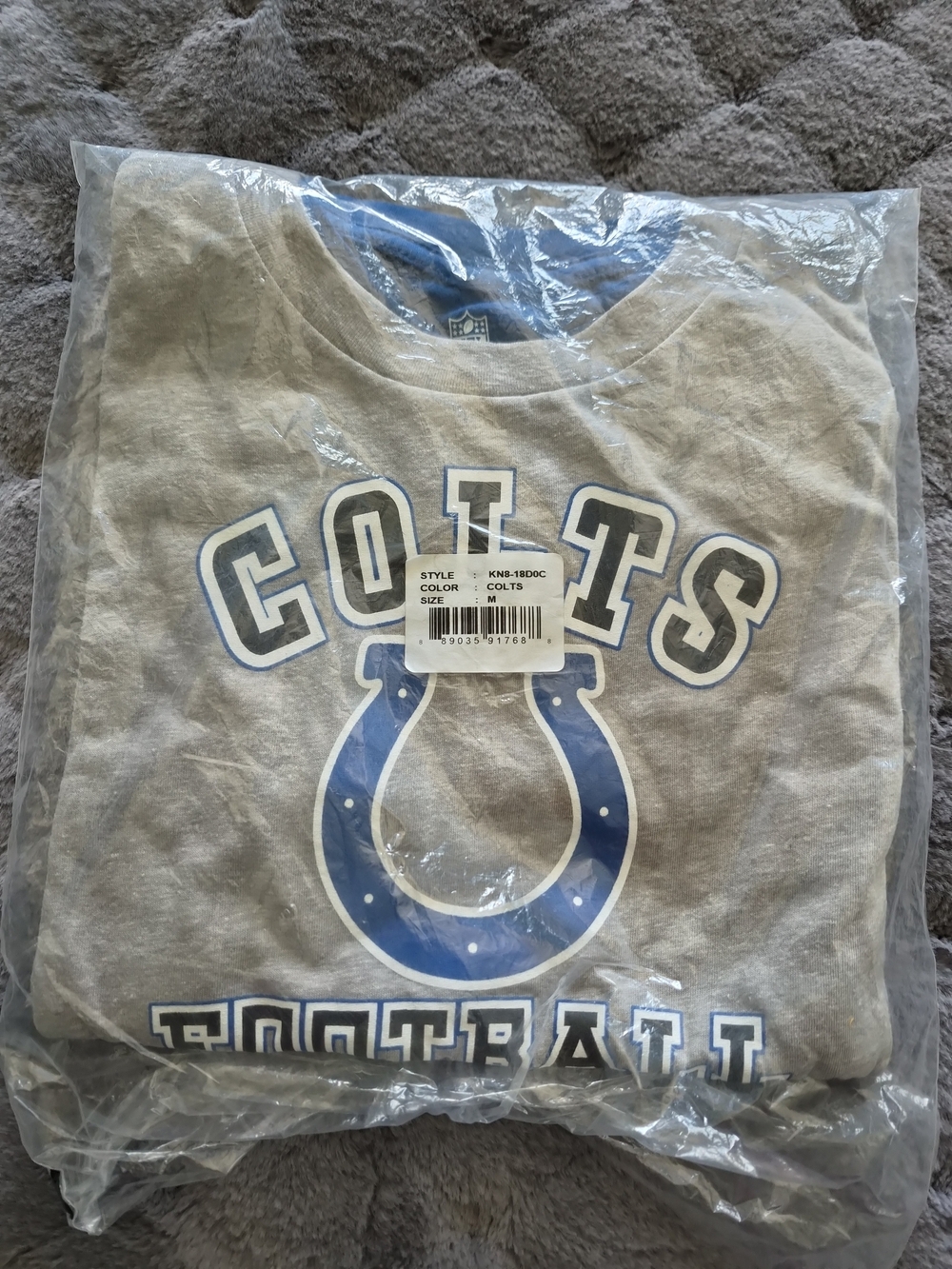NFL Colts Light Gray Long Sleeve Tee with Blue Logo
